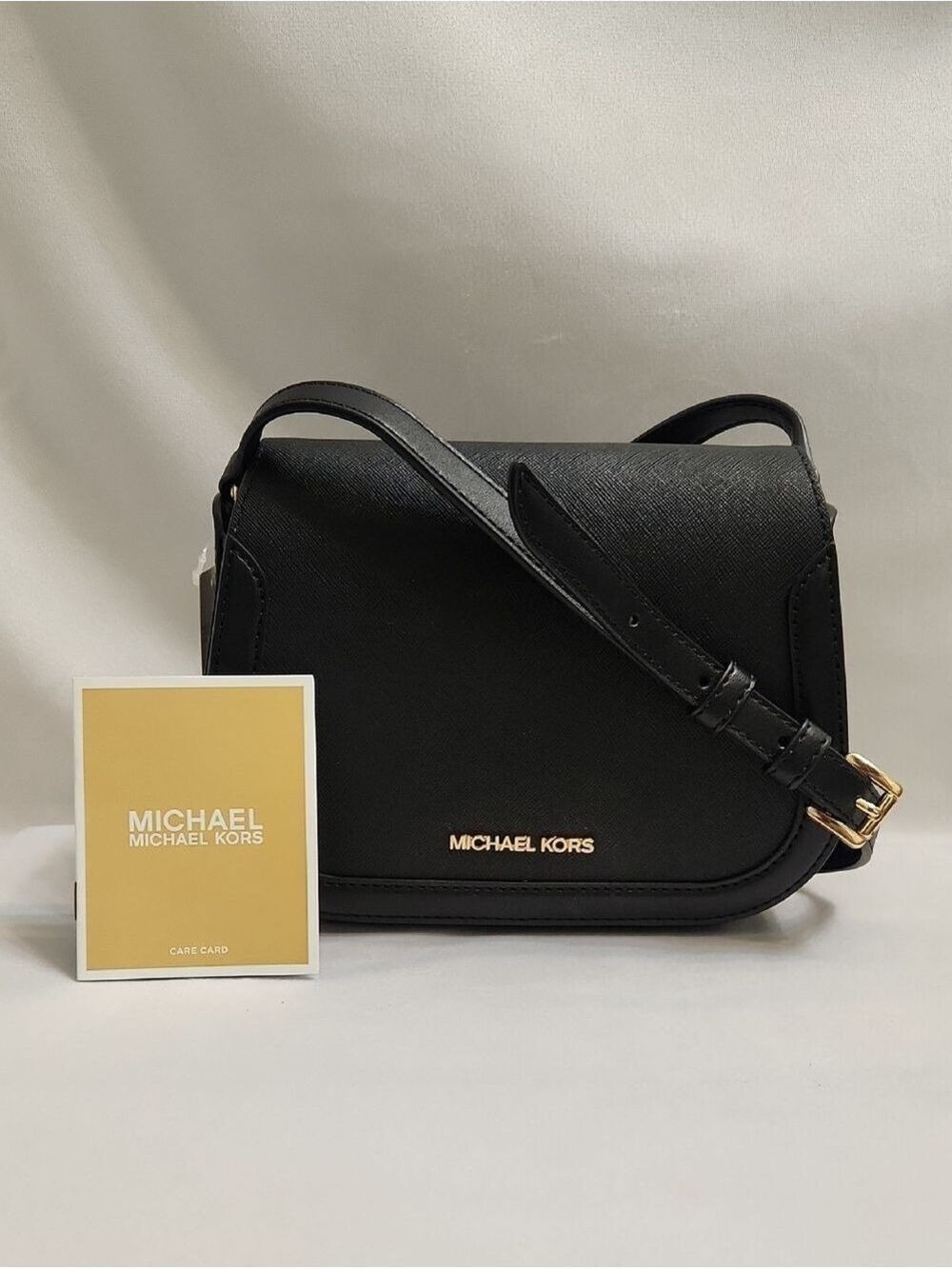 MICHAEL Michael Kors Lucie Black Leather Small Saddle Crossbody Bag